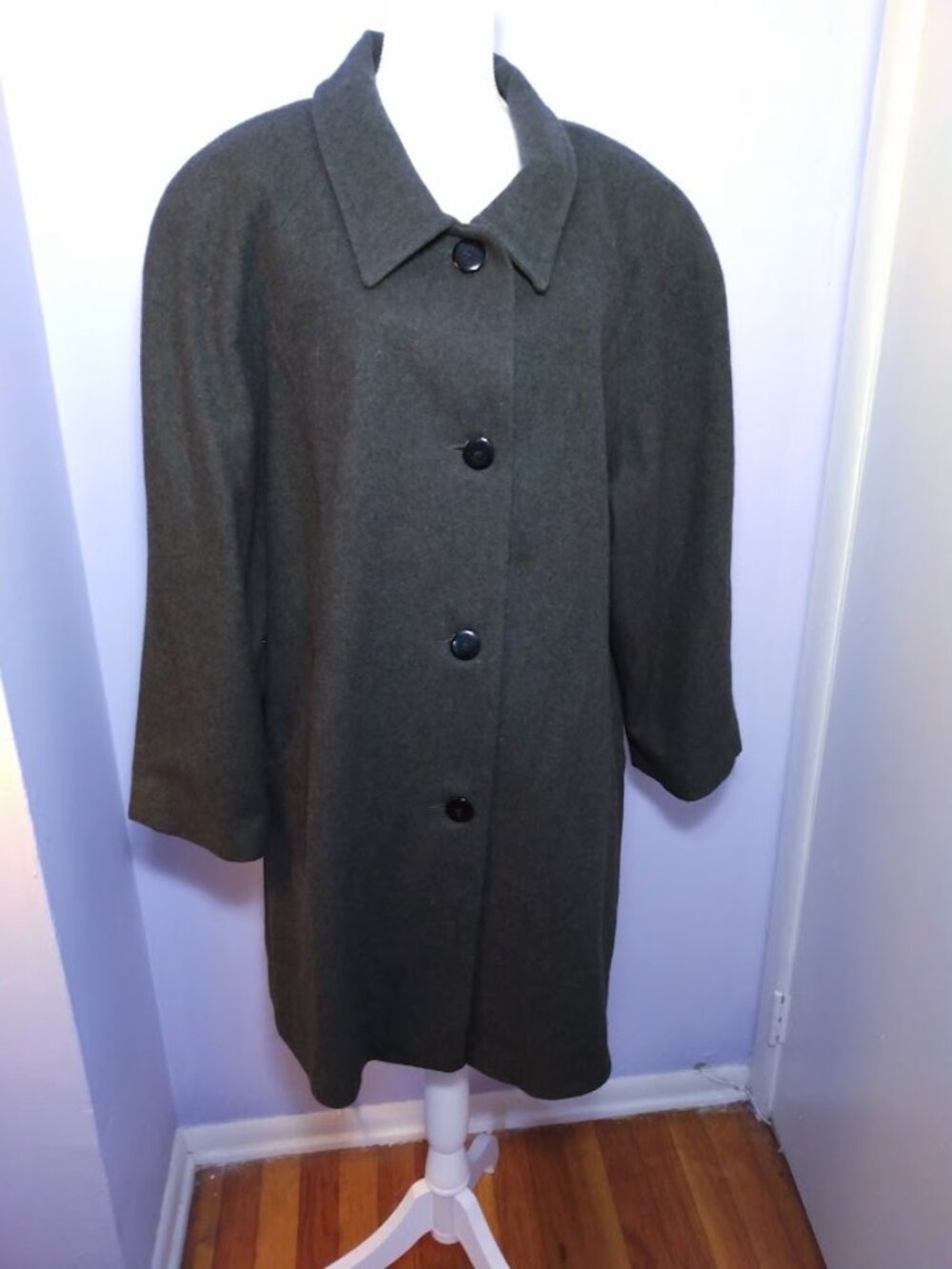 Vintage Stephanie Mathews Woman Wool Blend Coat Charcoal Gray 2X* Mid Length
